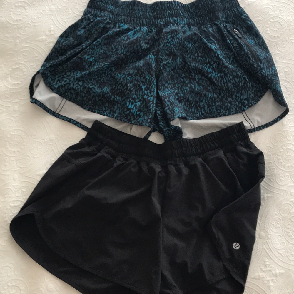 TWO PAIR EEEEUC LULULEMON LINED SHORTS SIZE 12